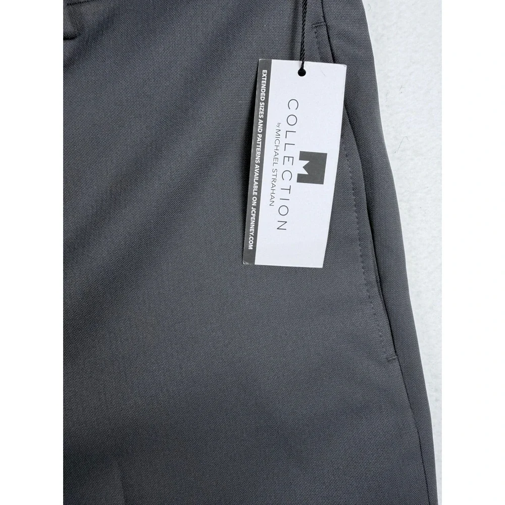 Michael Strahan Collection Mens Grey Dress Pants Flat Front 32W x 32L NWT